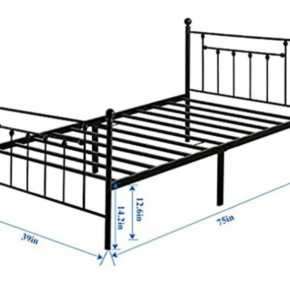 Twin Metal bed frame with mattress its protector